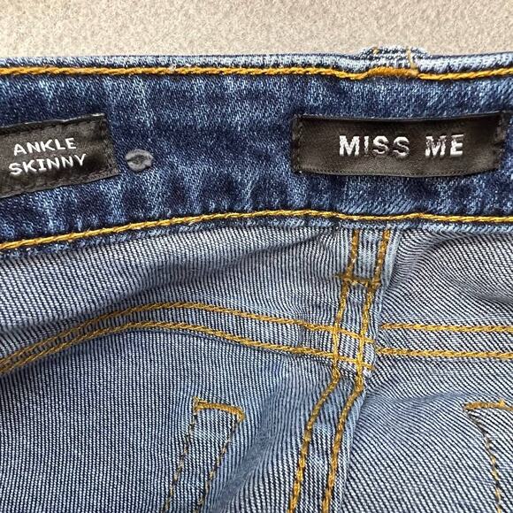 Miss Me Women's Ankle Skinny Size 27 (4)  Medium Denim Wash Embroidered Ankles - Picture 9 of 12